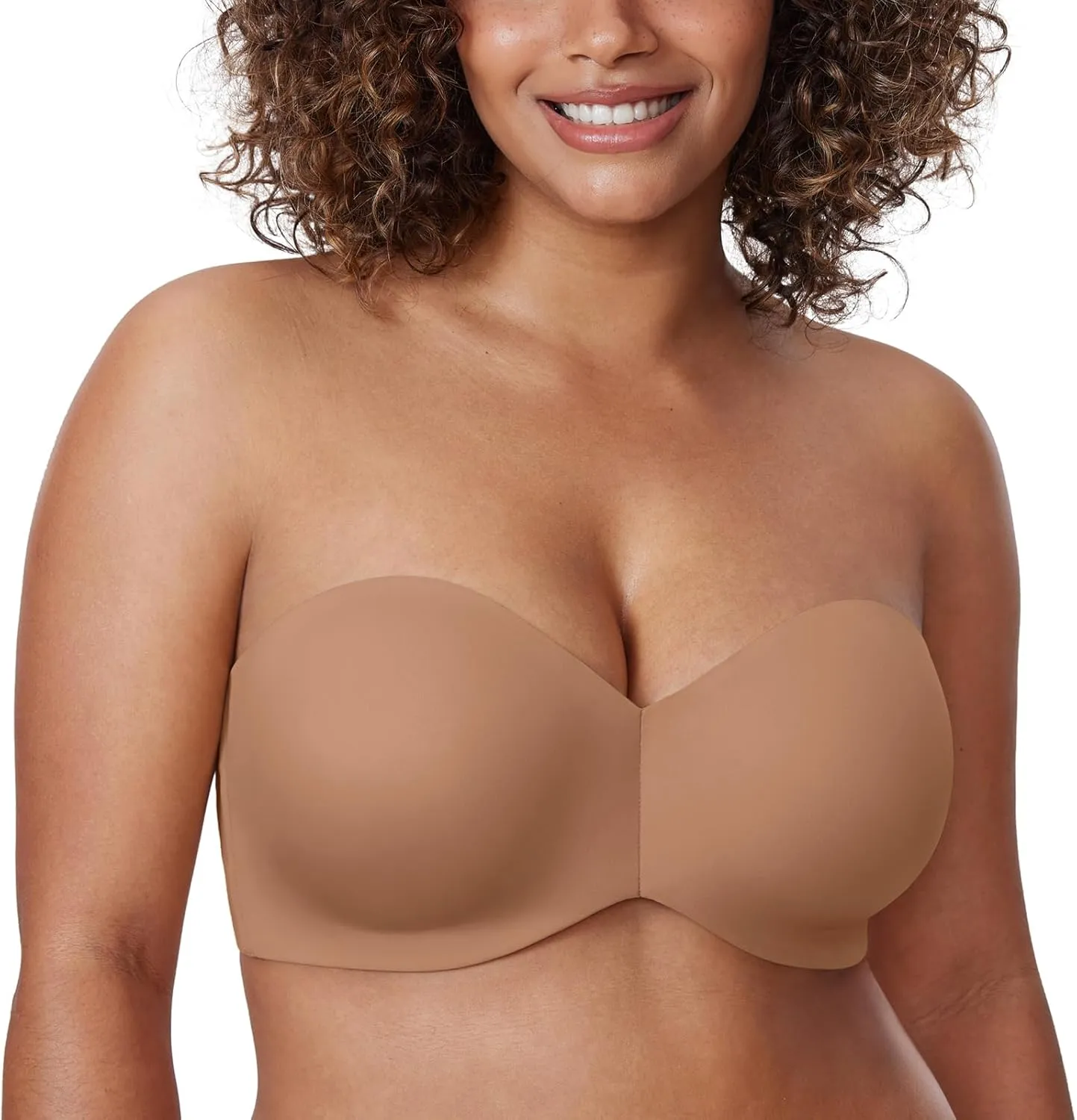 DELIMIRA Women's Strapless Bra Unlined Underwire Minimizer Plus Size Support