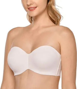 DELIMIRA Women's Strapless Bra Unlined Underwire Minimizer Plus Size Support