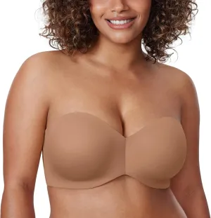 DELIMIRA Women's Strapless Bra Unlined Underwire Minimizer Plus Size Support
