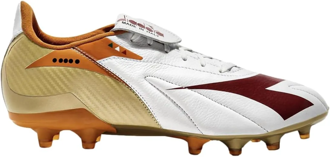 Diadora Maximus Elite ITA T SLX Men's Firm Ground Soccer Shoe - Premium Leather, Reversible Tongue, Ultra-Light Outsole, Crafted in Italy