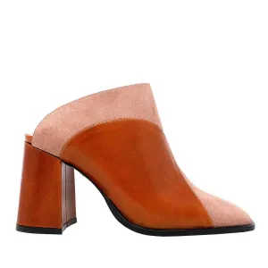 DIDI 75 - Caramelo y Rosa Regina Romero Zapato Bota Botin Mule Tacon Alto para Dama en Piel