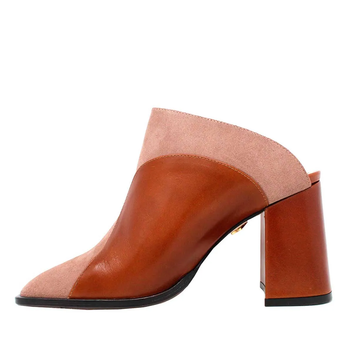 DIDI 75 - Caramelo y Rosa Regina Romero Zapato Bota Botin Mule Tacon Alto para Dama en Piel