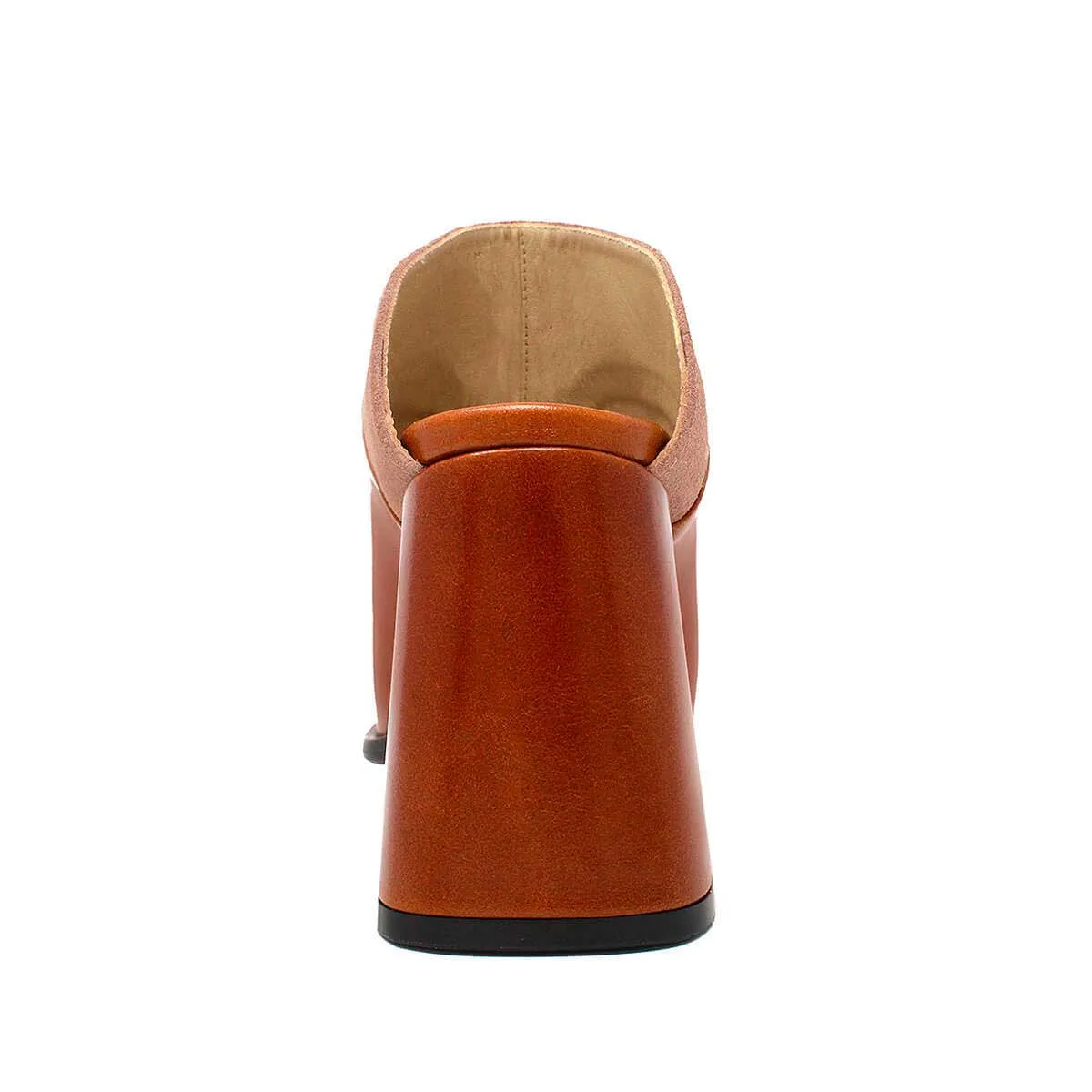 DIDI 75 - Caramelo y Rosa Regina Romero Zapato Bota Botin Mule Tacon Alto para Dama en Piel