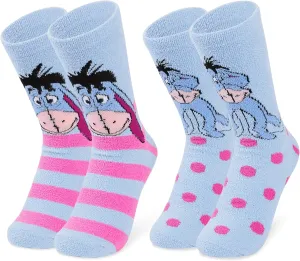 Disney Stitch Slippers Socks Women 2 Pack Fluffy Socks Non Slip Fleece Bed Socks Stitch Minnie Mickey Mouse Baby Yoda