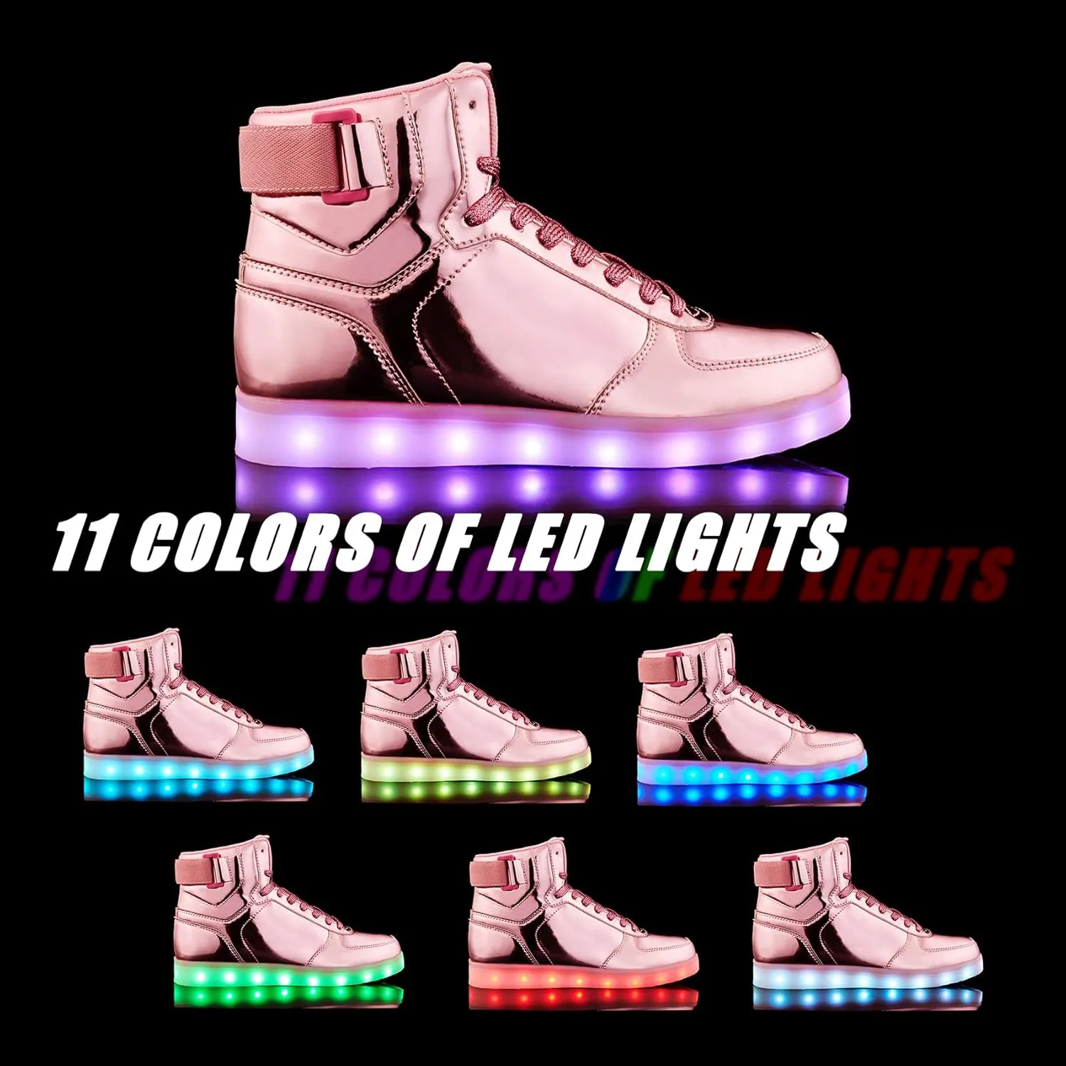DIYJTS Unisex LED Light Up Shoes, Fashion High Top LED Sneakers USB Rechargeable Glowing Luminous Shoes for Men, Women, Teens