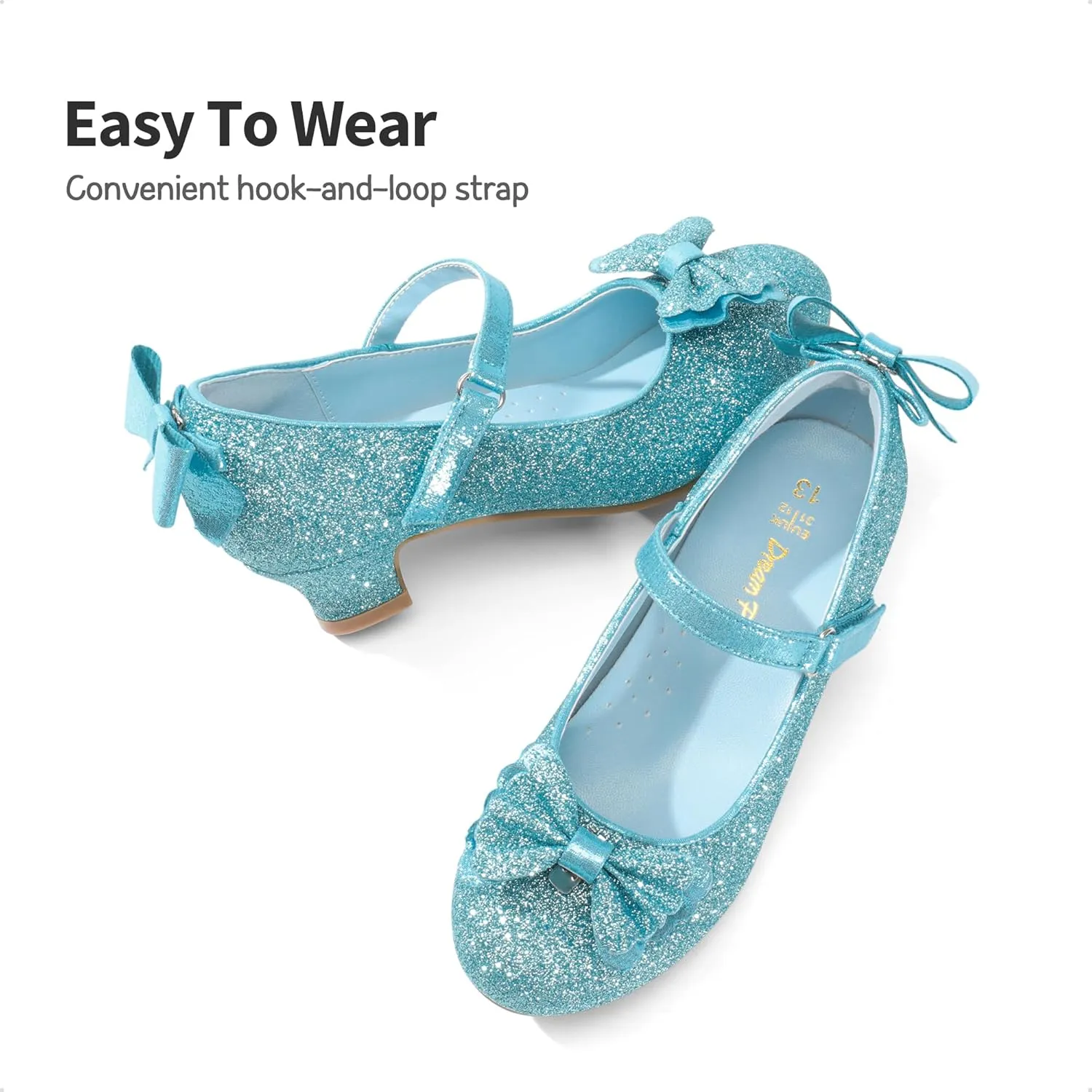 DREAM PAIRS Girls Dress Shoes Toddler Little Girls Heels Mary Jane Princess Shoes with Interchangeable Bow for Flower Girl Wedding Party