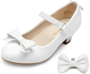 DREAM PAIRS Girls Dress Shoes Toddler Little Girls Heels Mary Jane Princess Shoes with Interchangeable Bow for Flower Girl Wedding Party