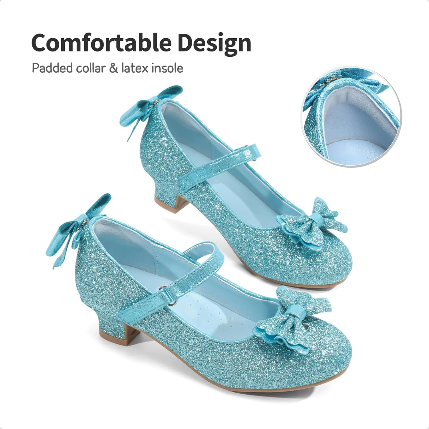 DREAM PAIRS Girls Dress Shoes Toddler Little Girls Heels Mary Jane Princess Shoes with Interchangeable Bow for Flower Girl Wedding Party