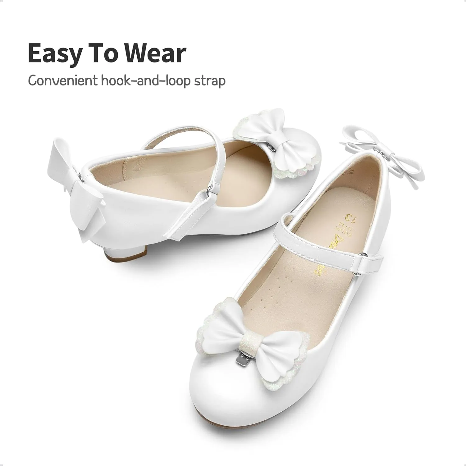 DREAM PAIRS Girls Dress Shoes Toddler Little Girls Heels Mary Jane Princess Shoes with Interchangeable Bow for Flower Girl Wedding Party