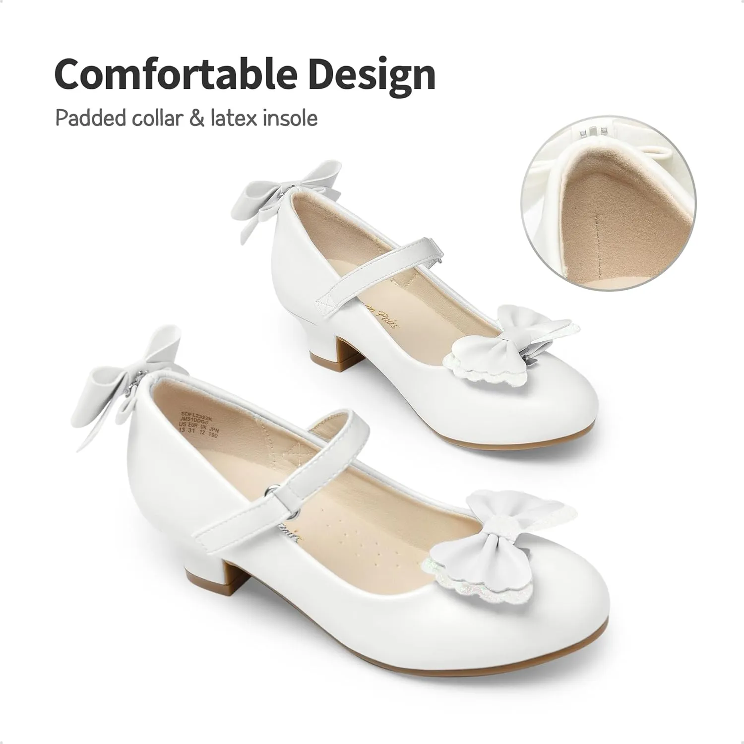 DREAM PAIRS Girls Dress Shoes Toddler Little Girls Heels Mary Jane Princess Shoes with Interchangeable Bow for Flower Girl Wedding Party