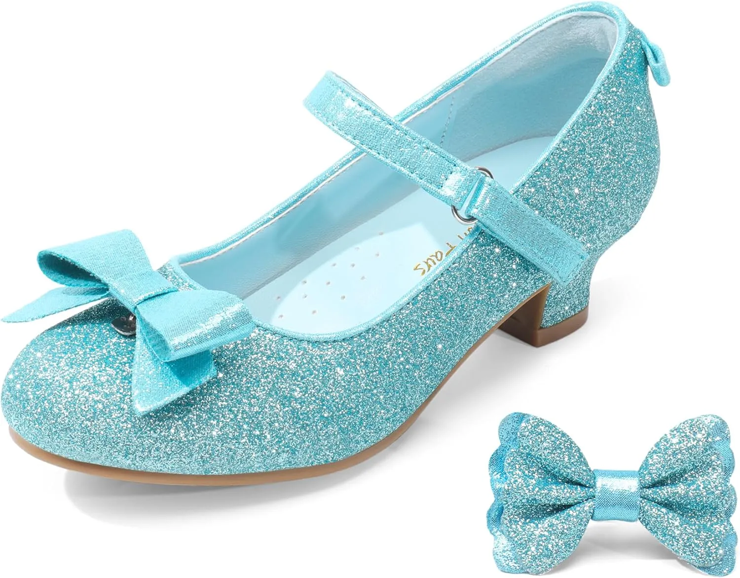 DREAM PAIRS Girls Dress Shoes Toddler Little Girls Heels Mary Jane Princess Shoes with Interchangeable Bow for Flower Girl Wedding Party
