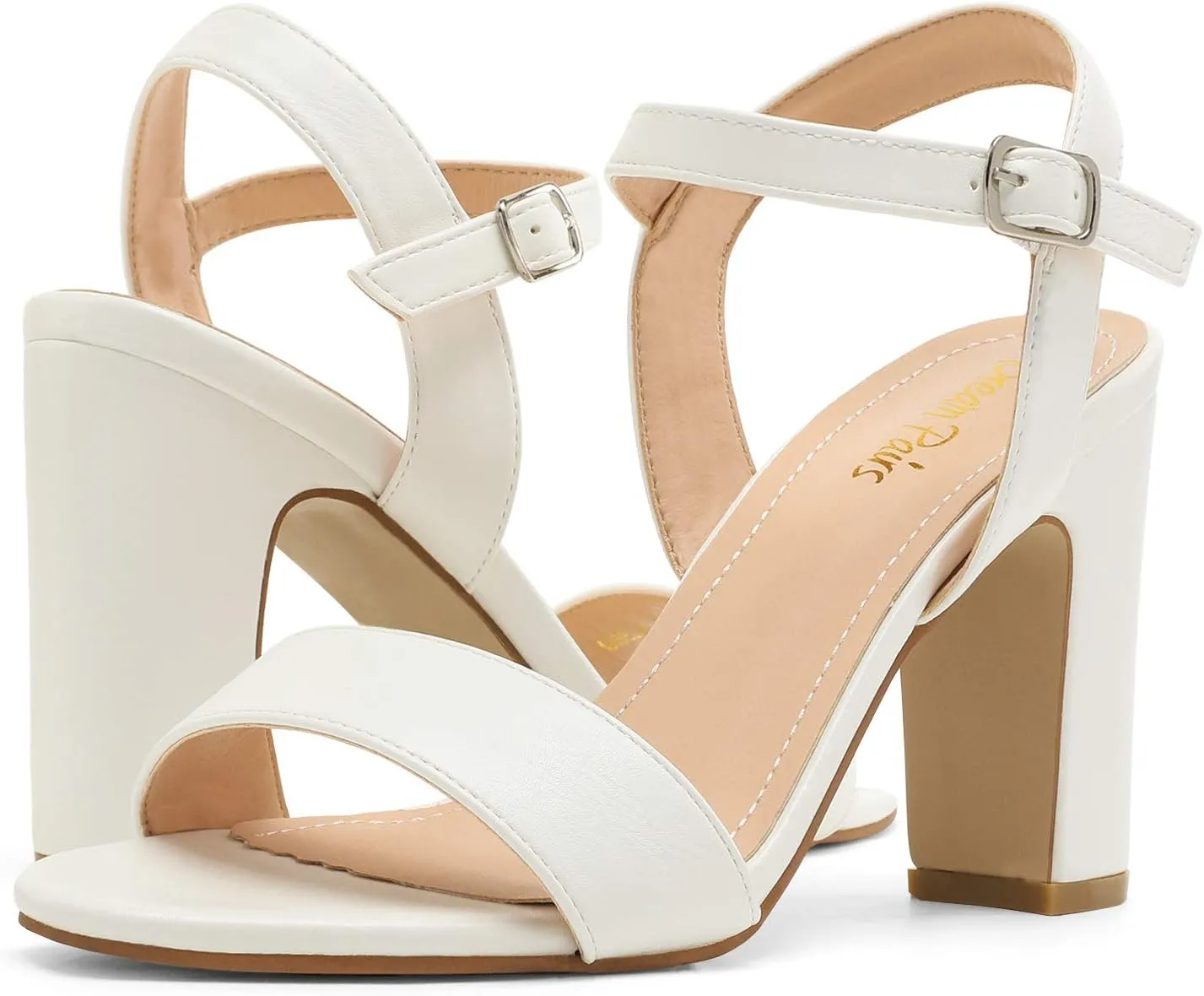 DREAM PAIRS Women's Chunky Heels Open Toe Ankle Strap High Block Comfy Dress Heel Sandals Pumps Shoes