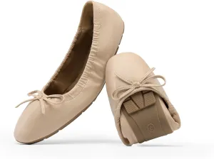 DREAM PAIRS Women's Flats Foldable Square Toe Ballet Flats for Women Bowknot Dressy Comfortable Light Weight Slip On Dress Shoes