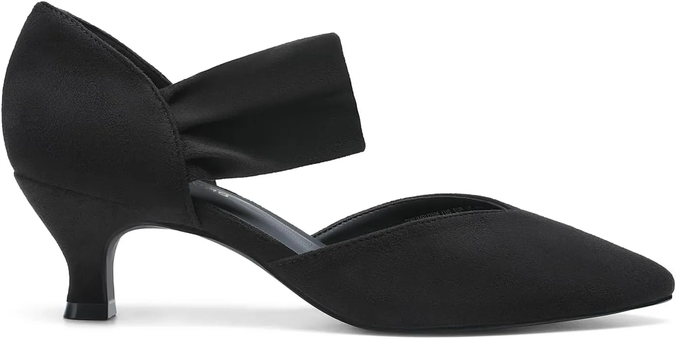 DREAM PAIRS Women's Kitten Heels Low Pumps Shoes Pointed Closed Toe Slip on Dress Work Bridal Party Wedding