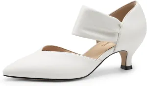 DREAM PAIRS Women's Kitten Heels Low Pumps Shoes Pointed Closed Toe Slip on Dress Work Bridal Party Wedding
