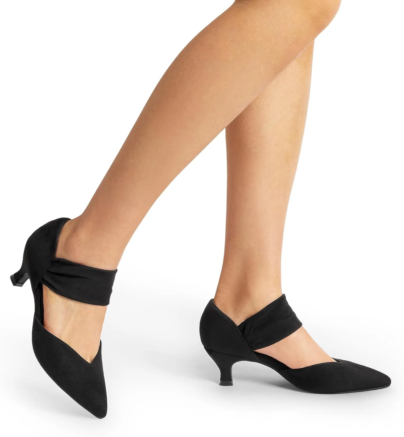DREAM PAIRS Women's Kitten Heels Low Pumps Shoes Pointed Closed Toe Slip on Dress Work Bridal Party Wedding