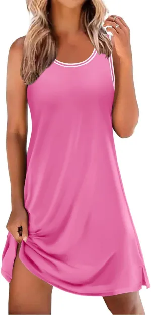 Ekouaer Tank Nightgowns for Women Sleeveless Sleep Dress Crew Neck Sleep Shirt Comfy Pajama Dress