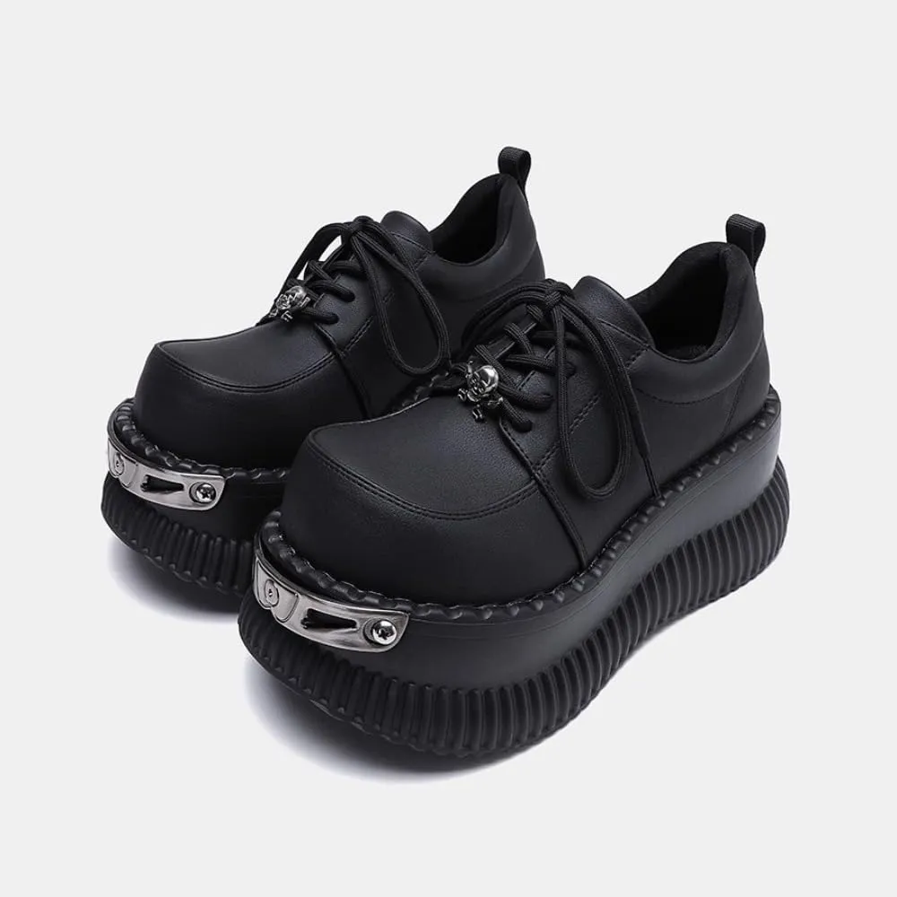 Emo Shoes Y2K Rave Grunge Chunky Shoes Round Toe for Women Preppy Teen Girls - Retro Non Slip Kawaii Neutral Cute Casual Comfortable Walking Lightweight Running Birthday Gifts Lolita Back to School