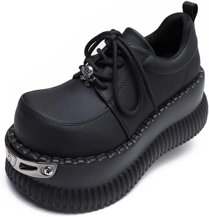 Emo Shoes Y2K Rave Grunge Chunky Shoes Round Toe for Women Preppy Teen Girls - Retro Non Slip Kawaii Neutral Cute Casual Comfortable Walking Lightweight Running Birthday Gifts Lolita Back to School