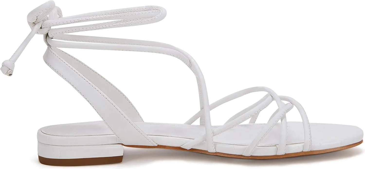 Ermonn Women's Lace-up Flat Sandals Strappy Open Toe Slingback CrissCross Casual Summer Slides