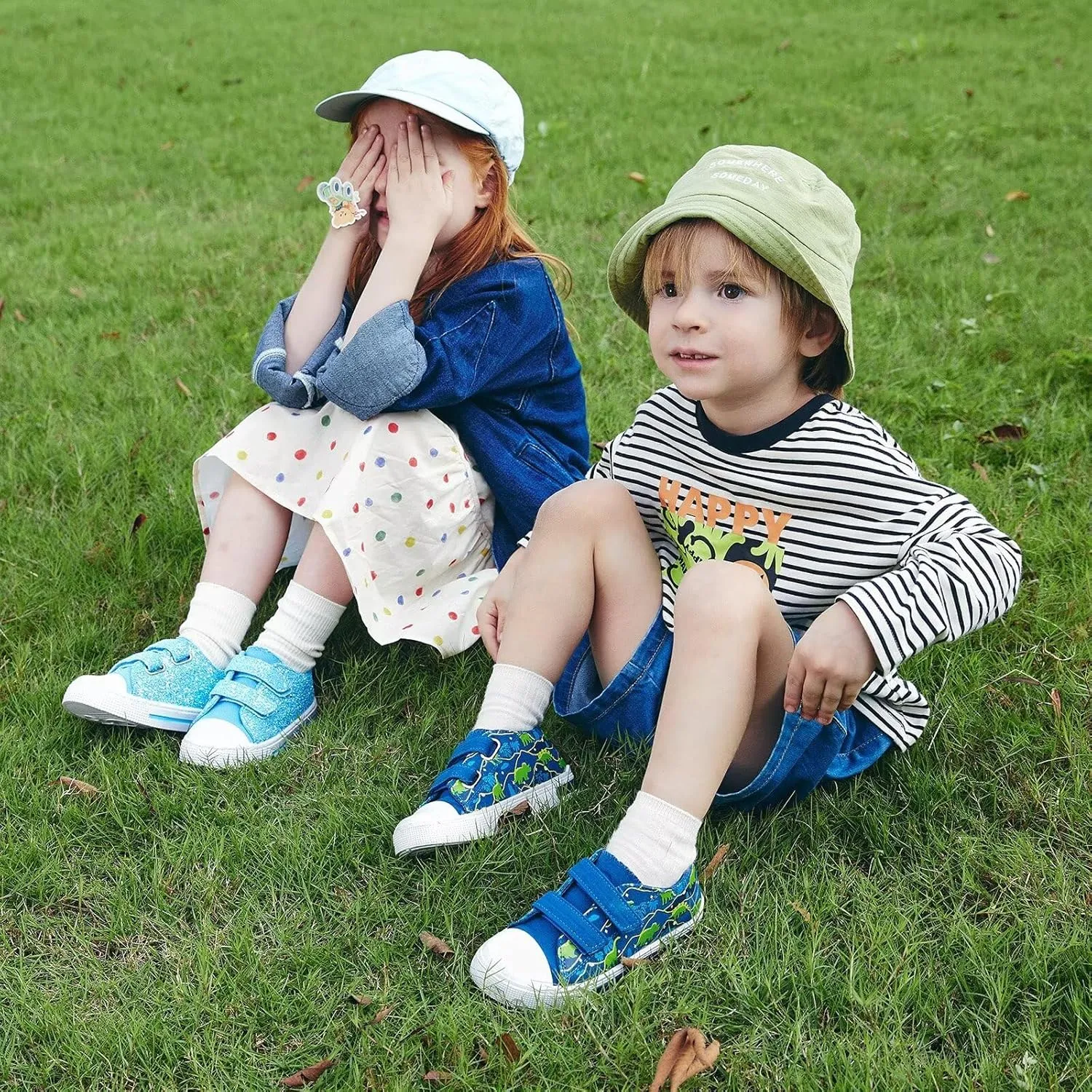 EUXTERPA Toddler Light Up Sneakers Kids Casual Canvas Shoes with Adjustable Strap for Girls Boys