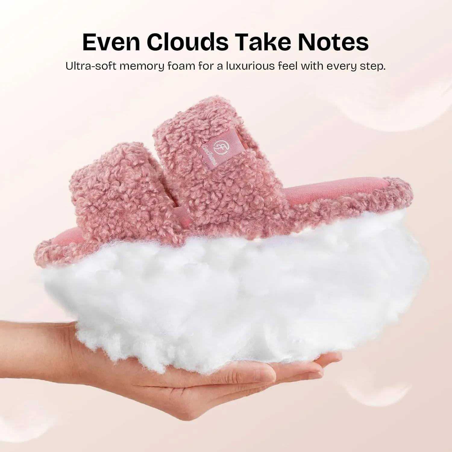 EverFoams Women's Fuzzy Open Toe Slippers Comfy Soft Memory Foam Indoor House Shoes