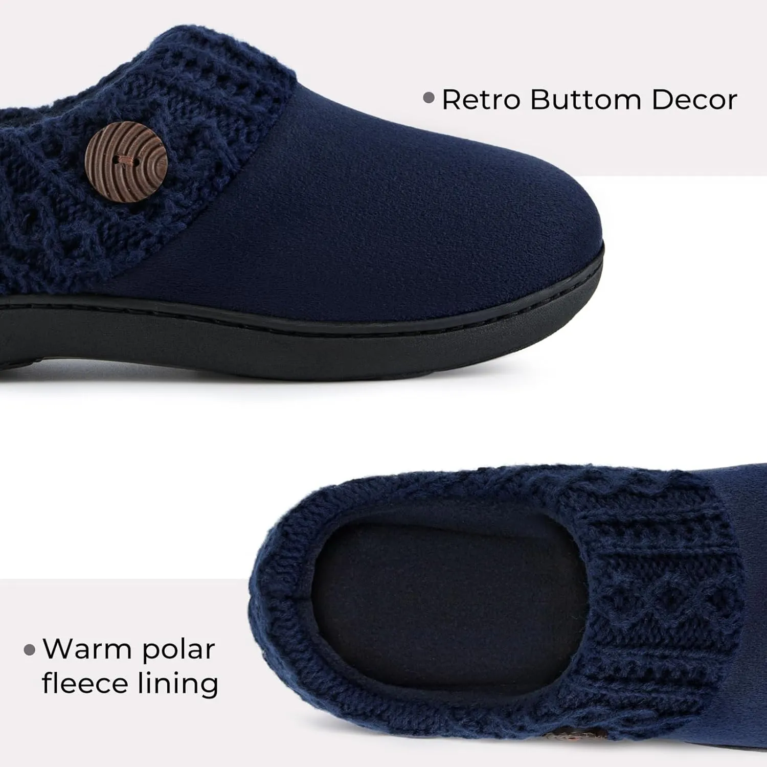 EverFoams Women's Microsuede Slippers Warm Comfy Memory Foam Indoor House Shoes with Knit Collar