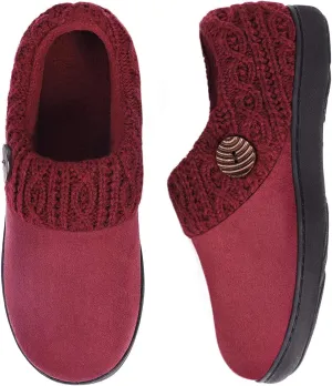 EverFoams Women's Microsuede Slippers Warm Comfy Memory Foam Indoor House Shoes with Knit Collar