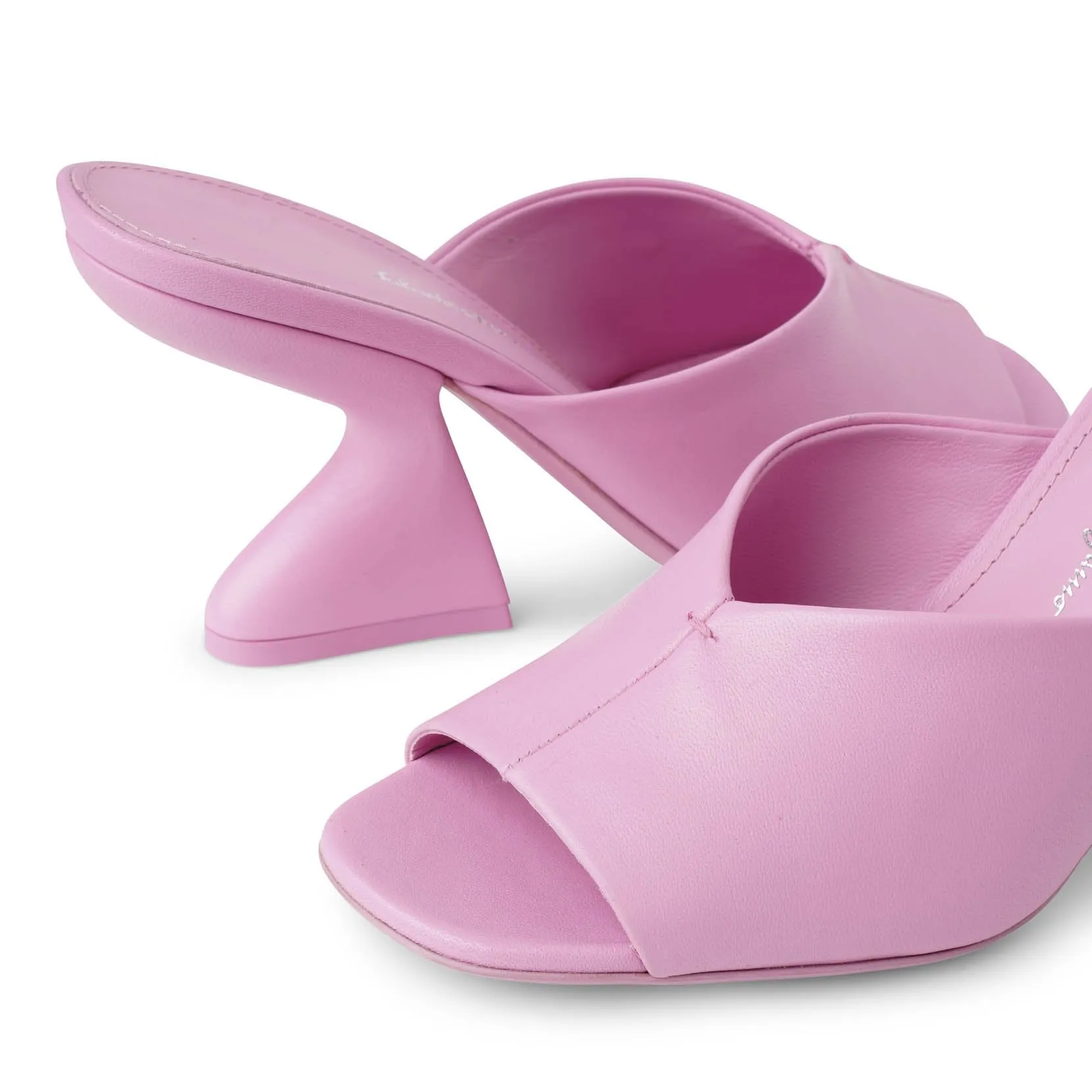 F-Heel Sansu pink leather mules