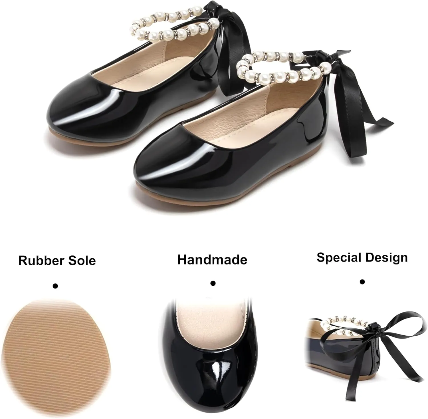 Felix & Flora Girls Toddler Little Ballet Shoes - Flower Girls Mary Jane Flats Dress Shoes Party Wedding