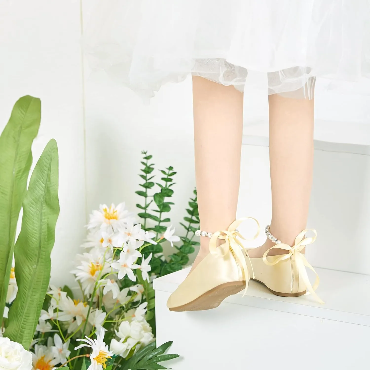 Felix & Flora Girls Toddler Little Ballet Shoes - Flower Girls Mary Jane Flats Dress Shoes Party Wedding