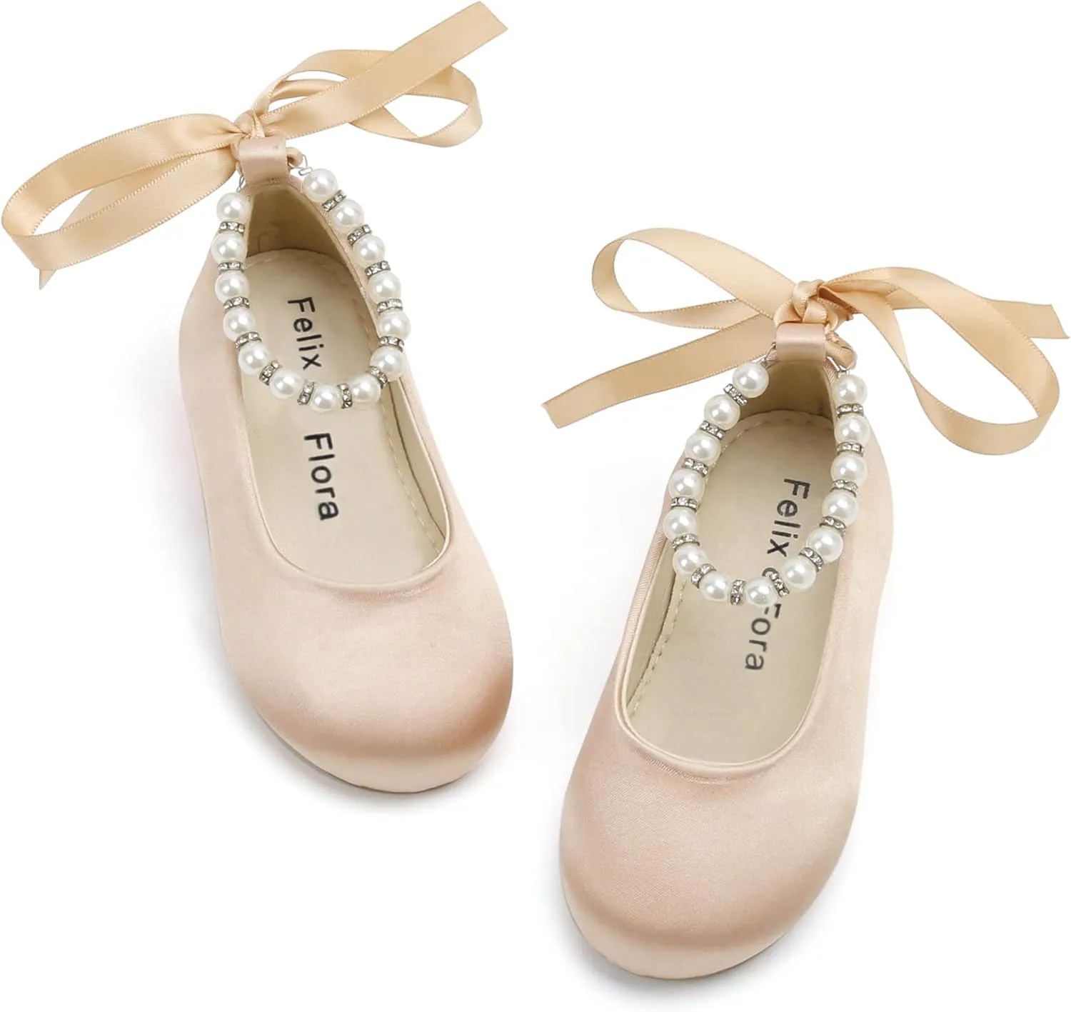 Felix & Flora Girls Toddler Little Ballet Shoes - Flower Girls Mary Jane Flats Dress Shoes Party Wedding