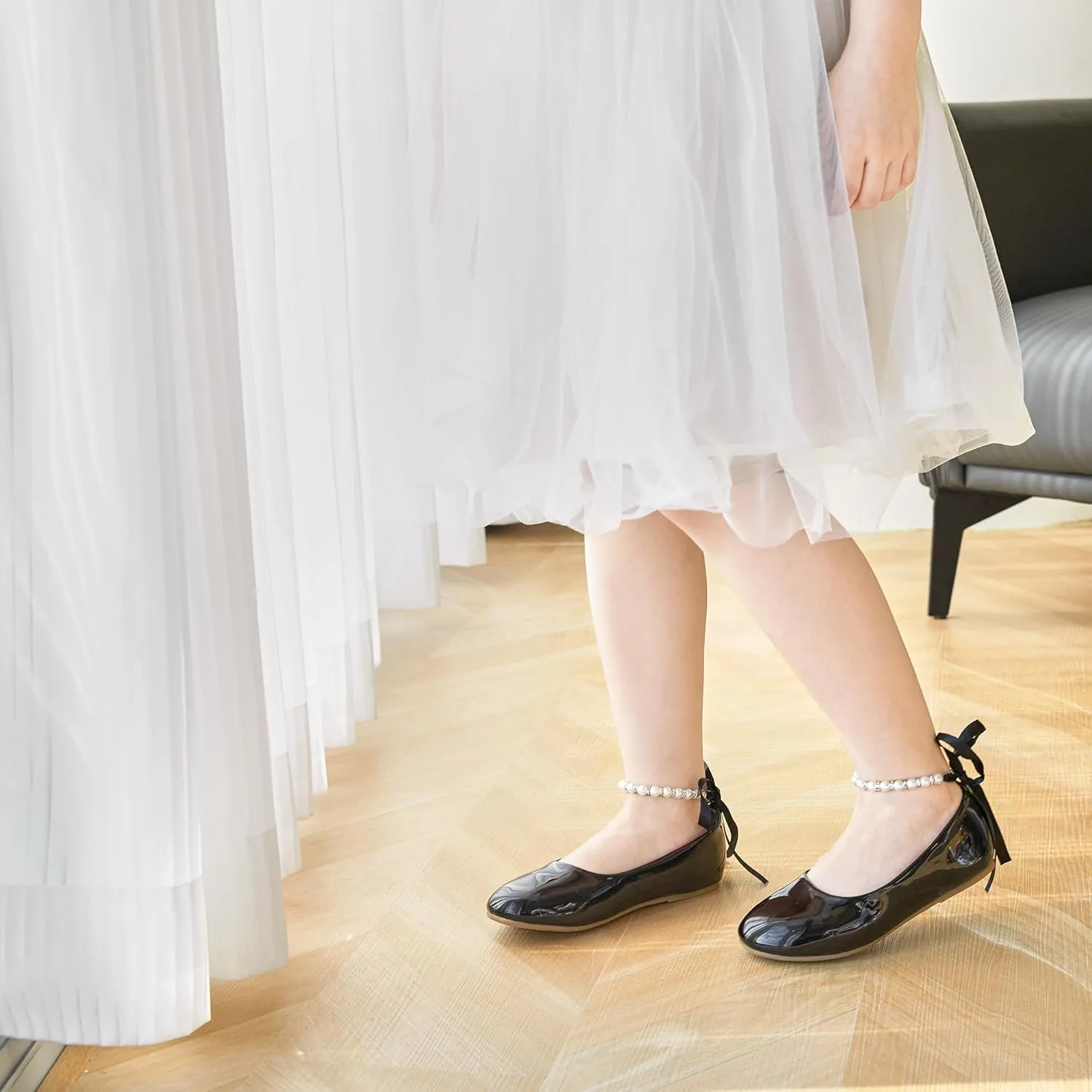 Felix & Flora Girls Toddler Little Ballet Shoes - Flower Girls Mary Jane Flats Dress Shoes Party Wedding