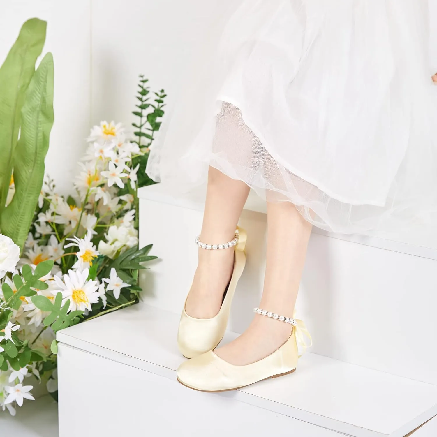 Felix & Flora Girls Toddler Little Ballet Shoes - Flower Girls Mary Jane Flats Dress Shoes Party Wedding