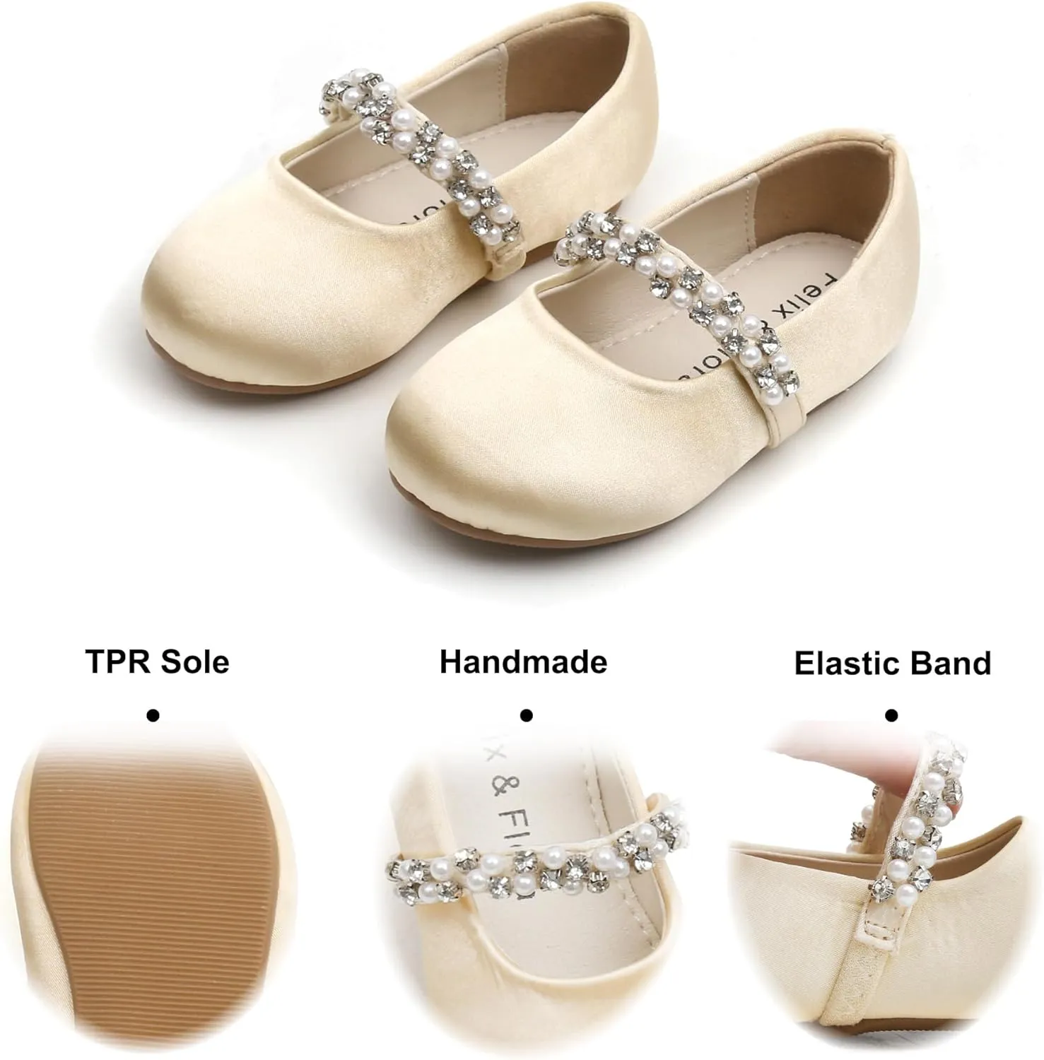 Felix & Flora Girls Toddler Little Ballet Shoes - Flower Girls Mary Jane Flats Dress Shoes Party Wedding