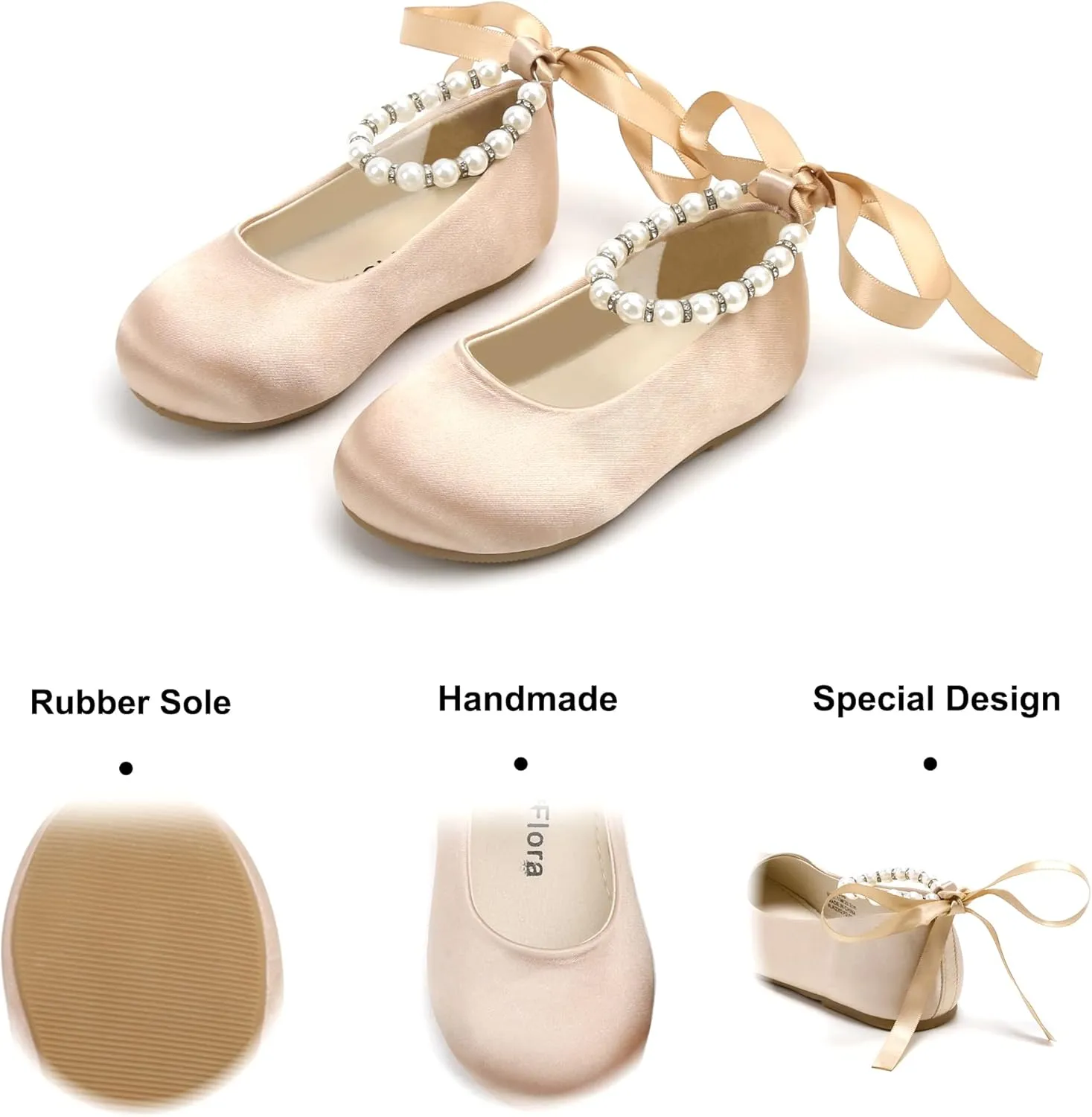 Felix & Flora Girls Toddler Little Ballet Shoes - Flower Girls Mary Jane Flats Dress Shoes Party Wedding