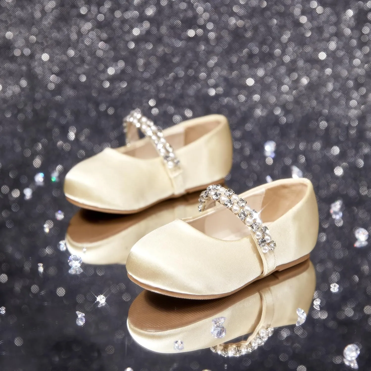 Felix & Flora Girls Toddler Little Ballet Shoes - Flower Girls Mary Jane Flats Dress Shoes Party Wedding