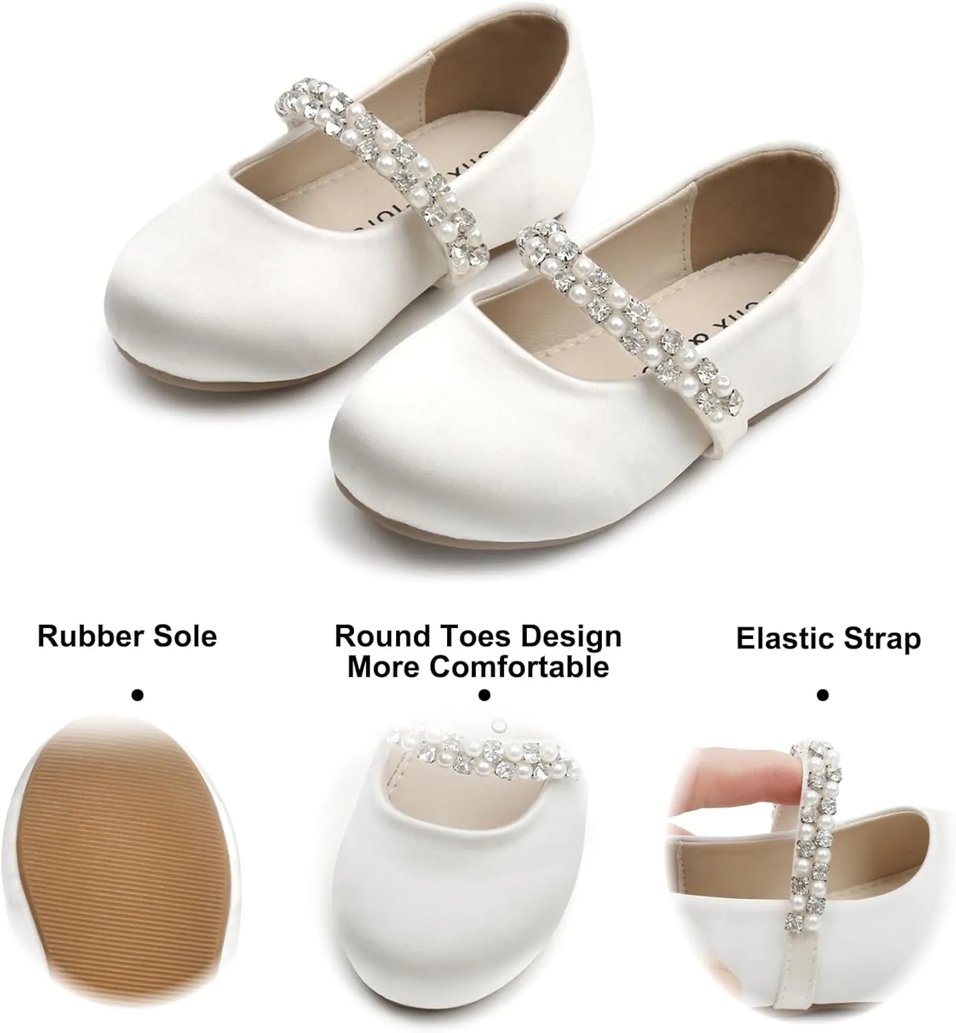 Felix & Flora Girls Toddler Little Ballet Shoes - Flower Girls Mary Jane Flats Dress Shoes Party Wedding