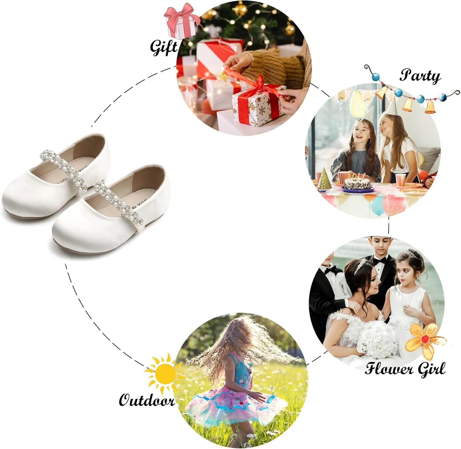 Felix & Flora Girls Toddler Little Ballet Shoes - Flower Girls Mary Jane Flats Dress Shoes Party Wedding