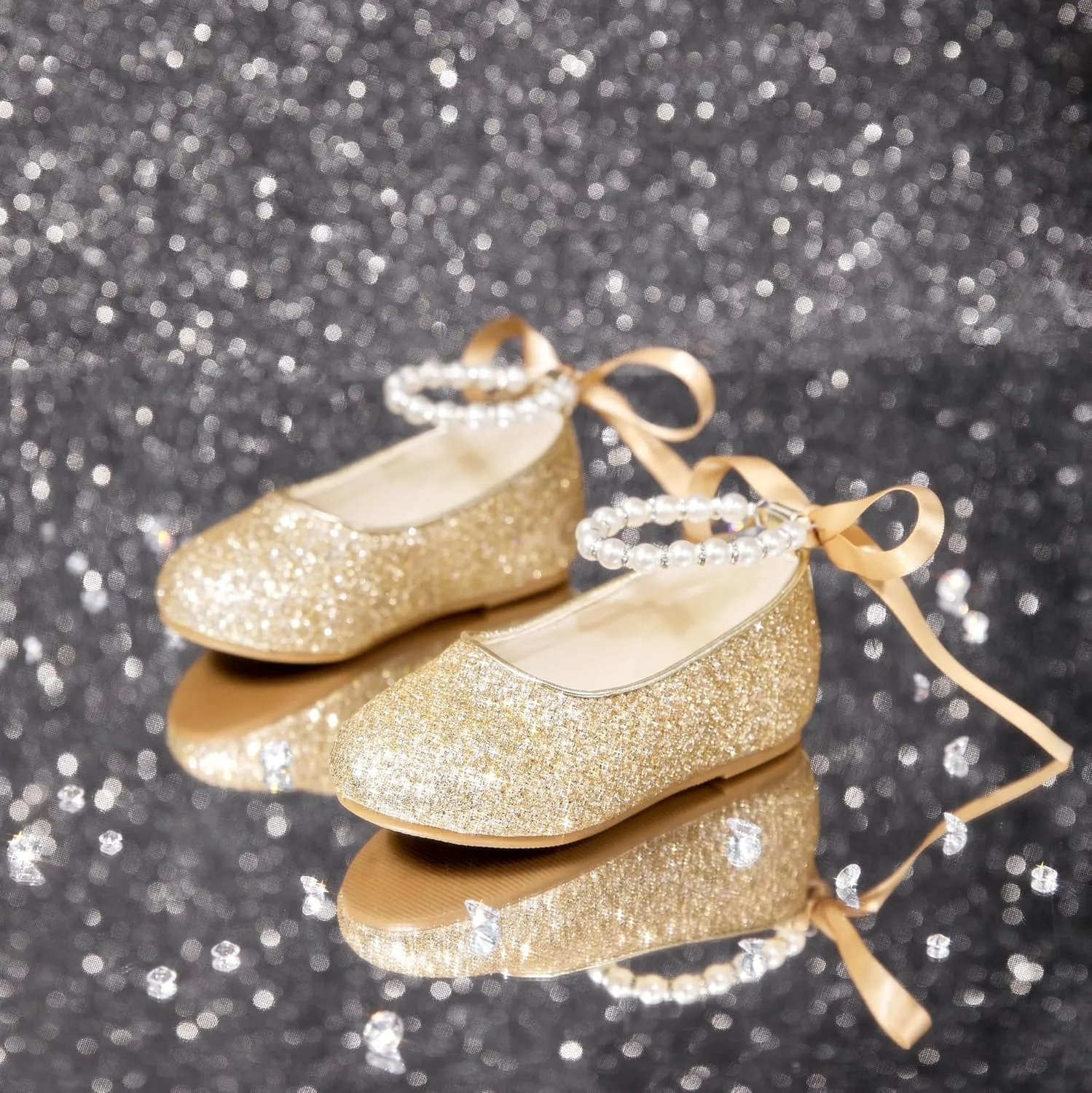 Felix & Flora Girls Toddler Little Ballet Shoes - Flower Girls Mary Jane Flats Dress Shoes Party Wedding