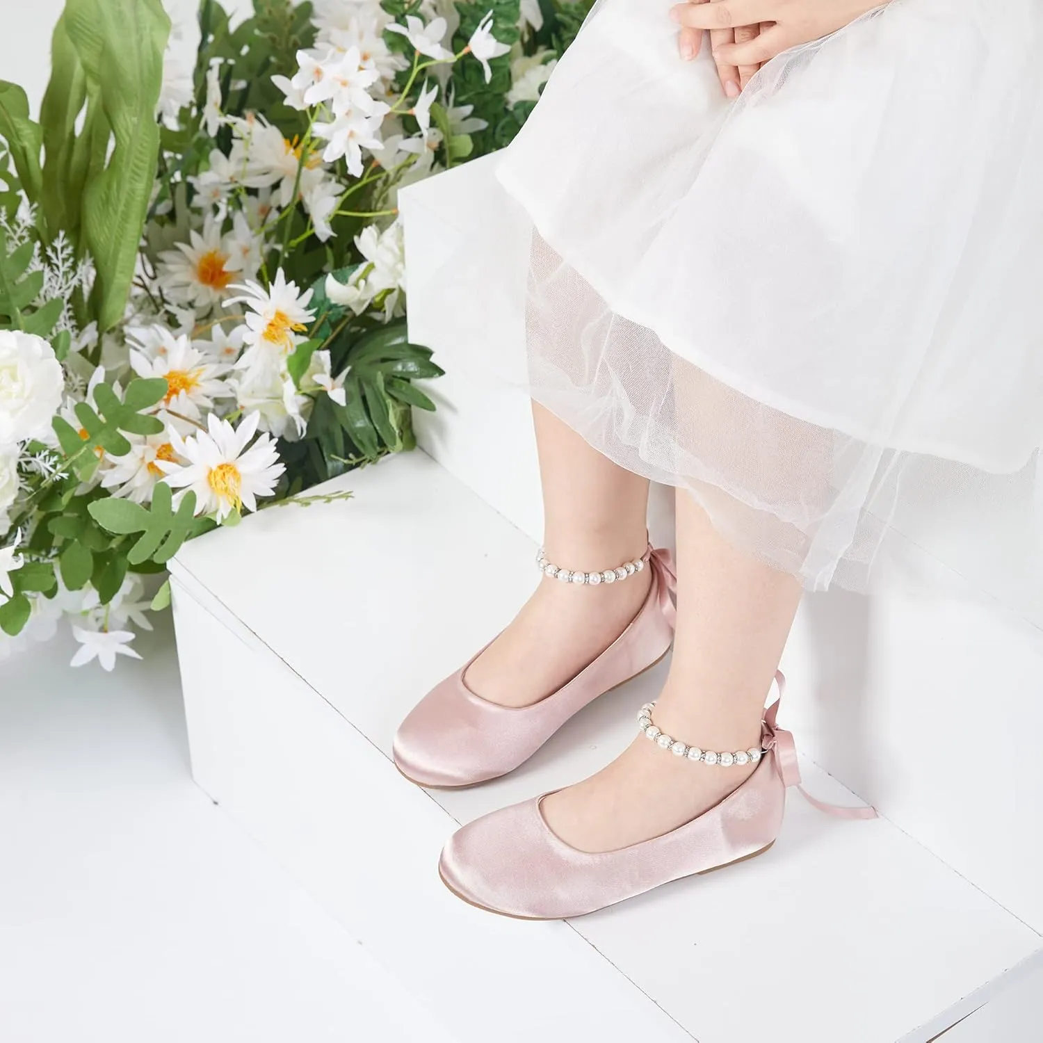 Felix & Flora Girls Toddler Little Ballet Shoes - Flower Girls Mary Jane Flats Dress Shoes Party Wedding