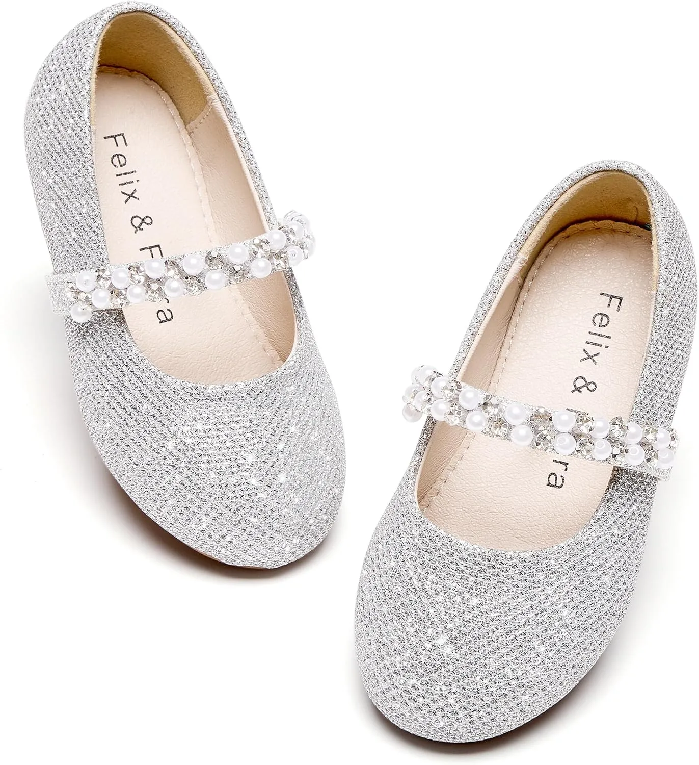 Felix & Flora Girls Toddler Little Ballet Shoes - Flower Girls Mary Jane Flats Dress Shoes Party Wedding