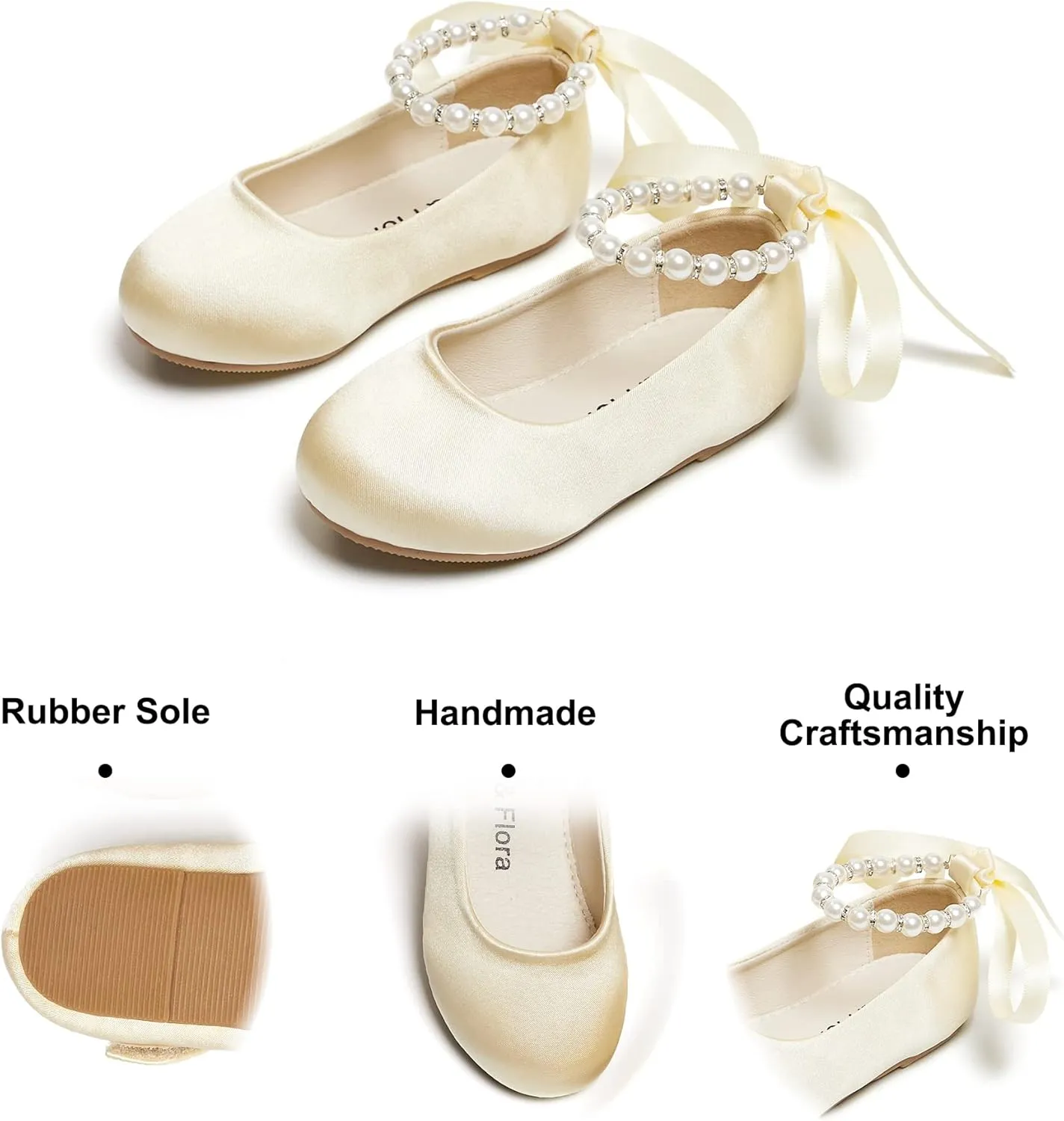 Felix & Flora Girls Toddler Little Ballet Shoes - Flower Girls Mary Jane Flats Dress Shoes Party Wedding