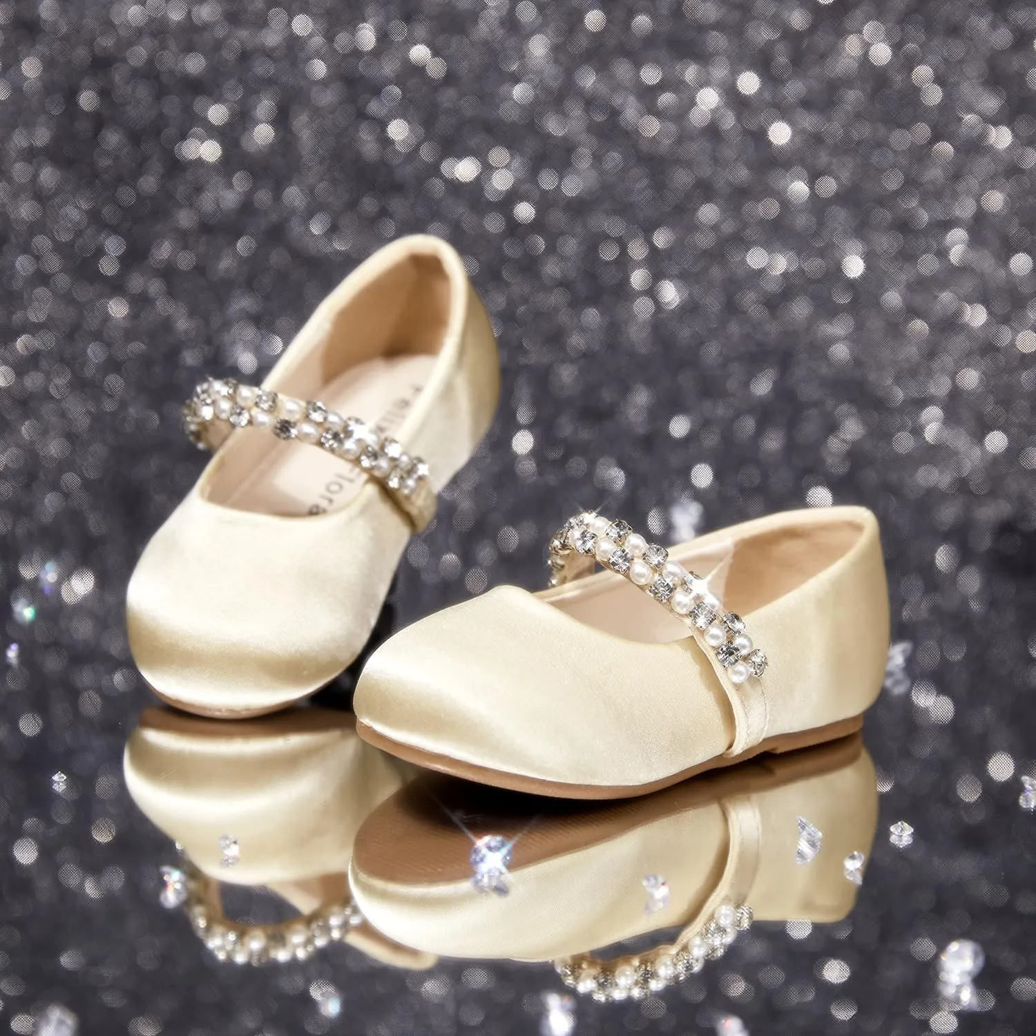 Felix & Flora Girls Toddler Little Ballet Shoes - Flower Girls Mary Jane Flats Dress Shoes Party Wedding