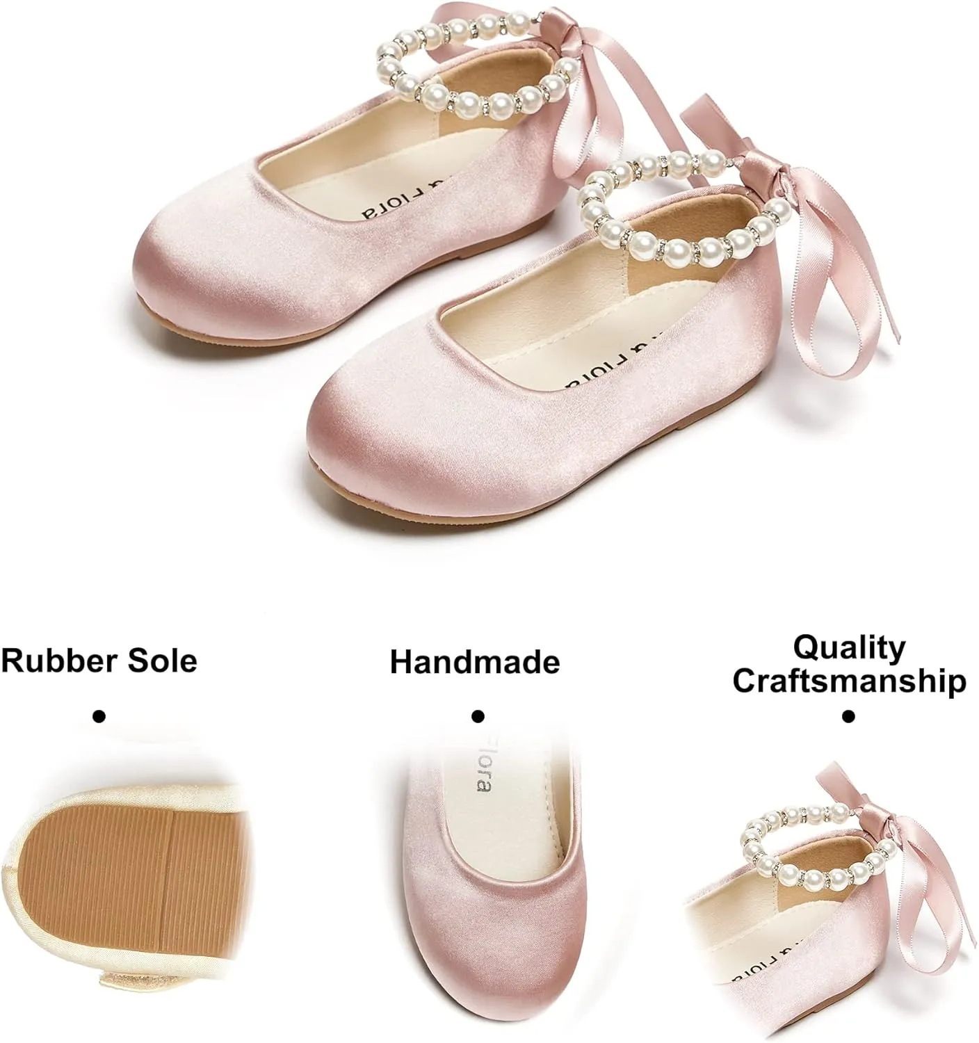 Felix & Flora Girls Toddler Little Ballet Shoes - Flower Girls Mary Jane Flats Dress Shoes Party Wedding