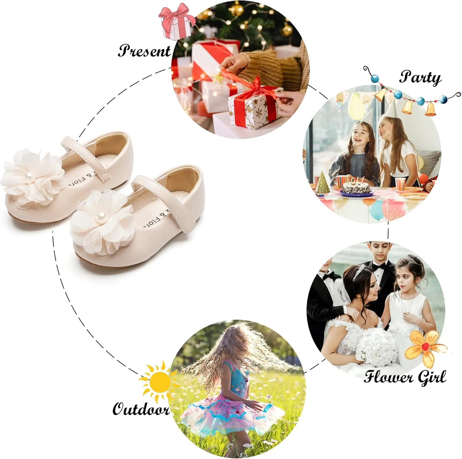 Felix & Flora Toddler Flower Girl Dress Shoes - Girl Ballet Flats Party School Shoes Wedding