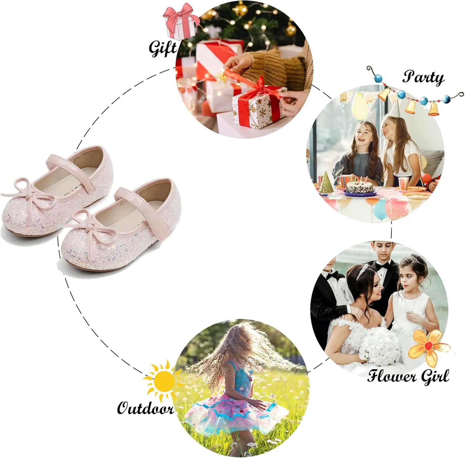 Felix & Flora Toddler Flower Girl Dress Shoes - Girl Ballet Flats Party School Shoes Wedding
