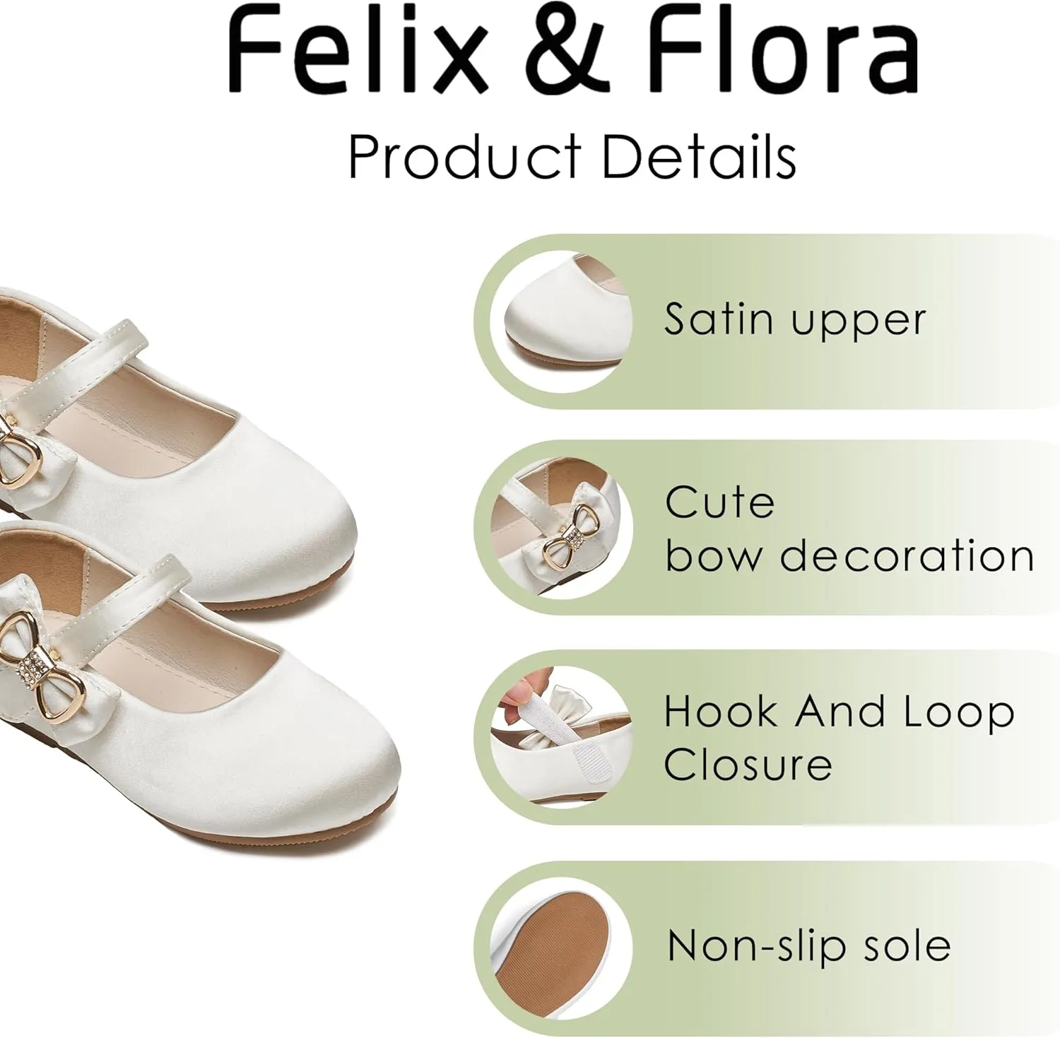 Felix & Flora Toddler Flower Girl Dress Shoes - Girl Ballet Flats Party School Shoes Wedding