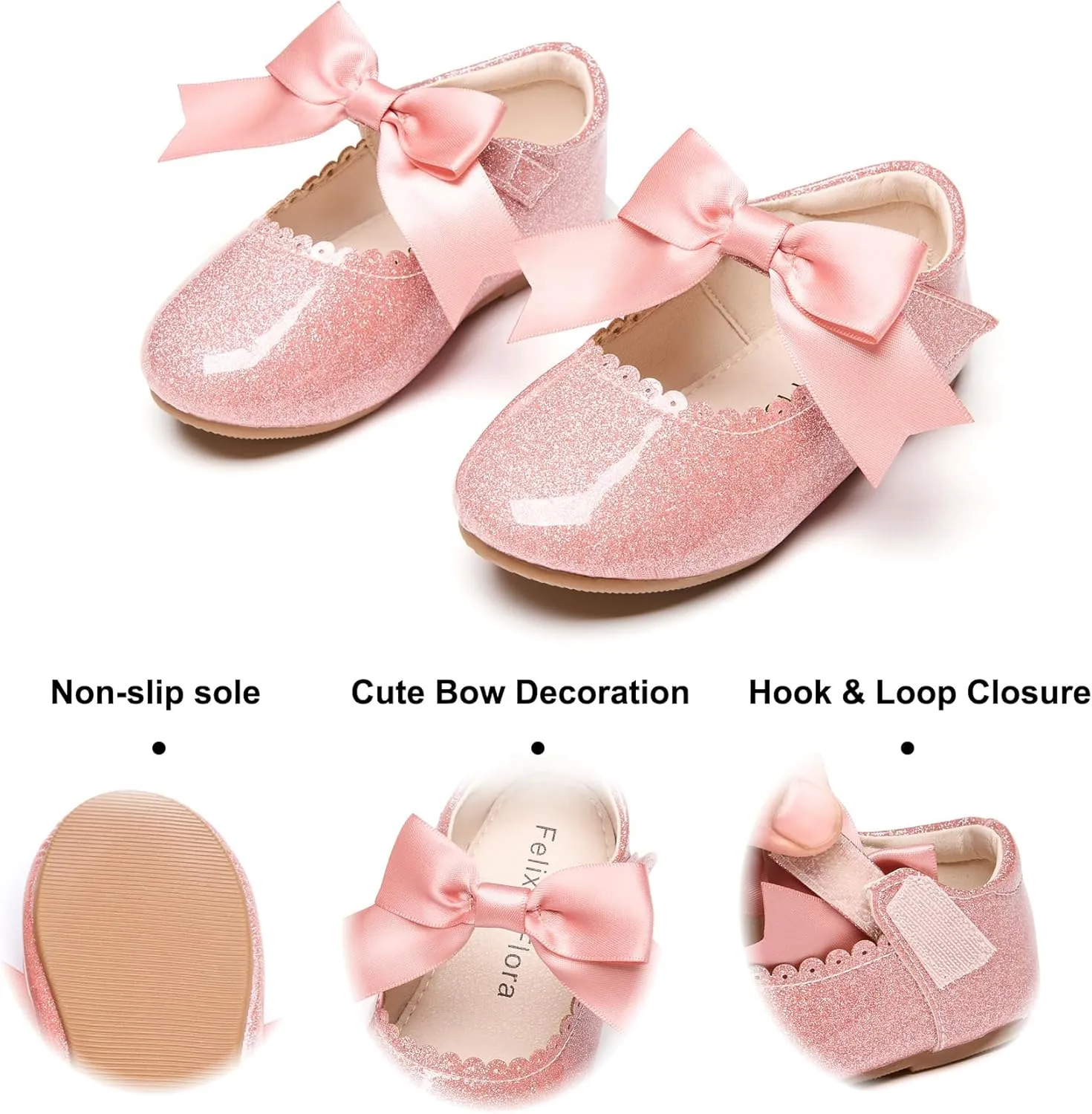 Felix & Flora Toddler Flower Girl Dress Shoes - Girl Ballet Flats Party School Shoes Wedding