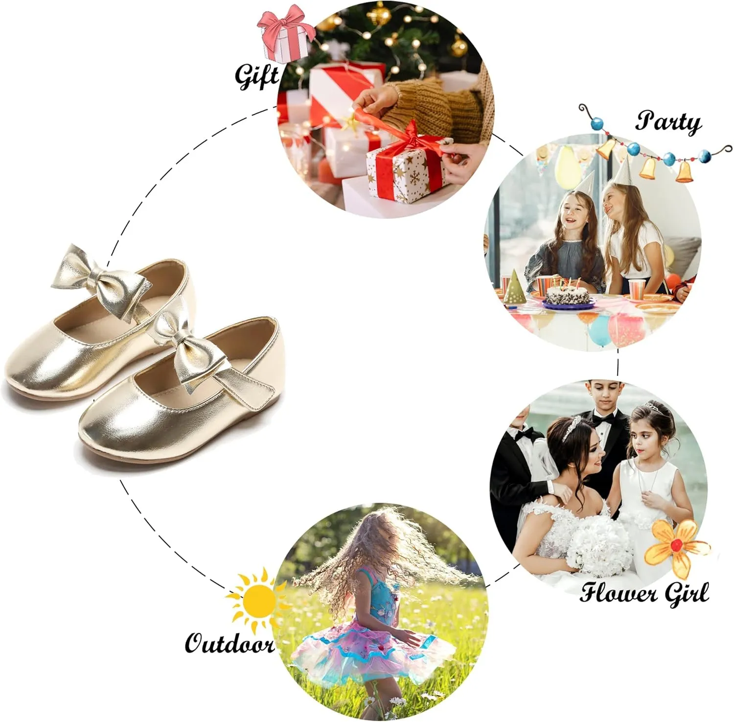 Felix & Flora Toddler Flower Girl Dress Shoes - Girl Ballet Flats Party School Shoes Wedding